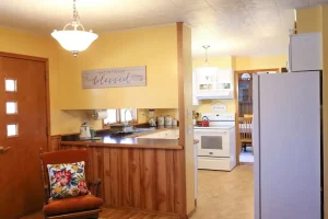 Kitchen with montana blessed written