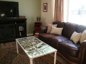 sofas with table and TV